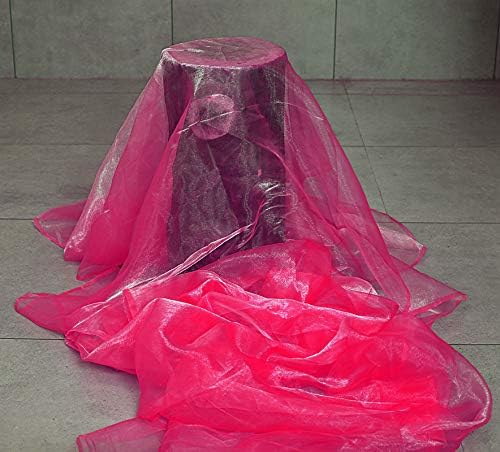 VDS Magenta Organza Fabric, 30 Yards Continuous, 45” Wide, Wedding Party Decoration Iridescent Crystal Sheer Shiny Organza Tulle Bridal Dress DIY Crafts Costume Sewing Backdrop Arch Cloth