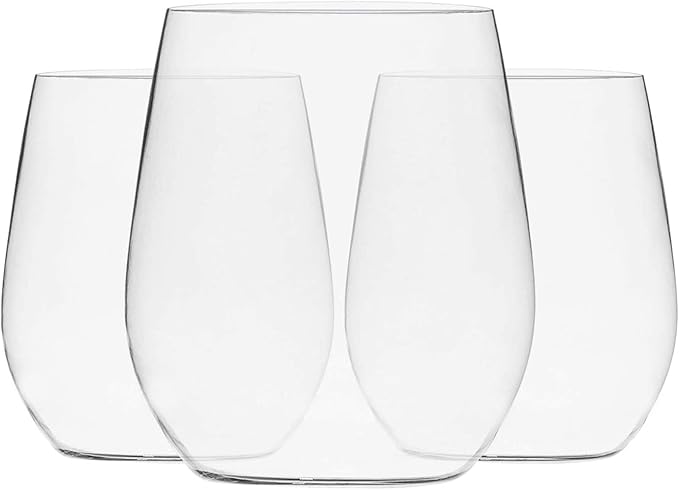 Munfix Plastic Stemless Wine Glasses 48 Pack, Disposable 12 Oz Clear Plastic Wine Cups Shatterproof Recyclable and BPA-Free