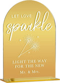 Acrylic Wedding Sign, Bridal Shower Decorations, Let Love Sparkle Sign for Ceremony, Modern Font Table Signs, Gold Mirror Arched Acrylic Tabletop Signs for Wedding Reception and Event Party