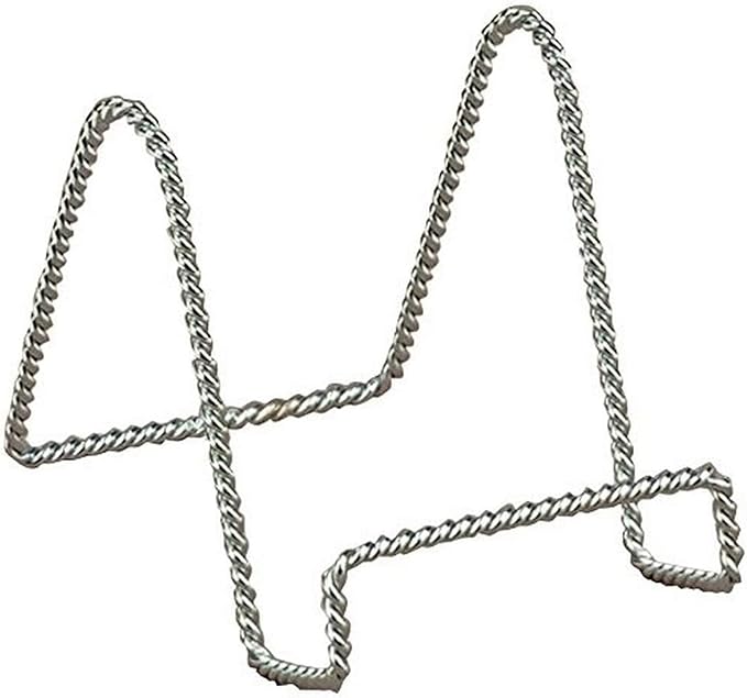 TRIPAR Decorative Twisted Wire Stand, Chrome Display (6 Inch Depth) Tabletop Easel Sleek & Modern Look - Perfect for Books, Plates, Photos & More