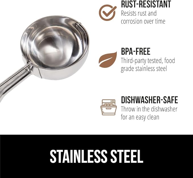 GORILLA GRIP Stainless Steel Multipurpose BPA-Free Spring Scoop, 1 TBSP, Melon Ballers, Cookie Dough Scoops, Perfect Portion Sizes, Easy Squeeze and Clean Release, Scooper Size 60, White