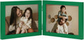 decorUhome Double 7x5 Picture Frame Horizontal, Engineered Wood Bifold Photo Frame with Plexiglass for Tabletop Display, 7x5, Green