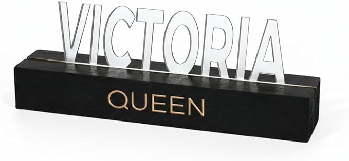 Personalized Silver Desk Name Plate – Custom Engraved Name Sign with Black Beech tree Base – Modern Office Name Tag Gift for Boss, Teacher, Coworker, or Professional – Handmade Desktop Decor