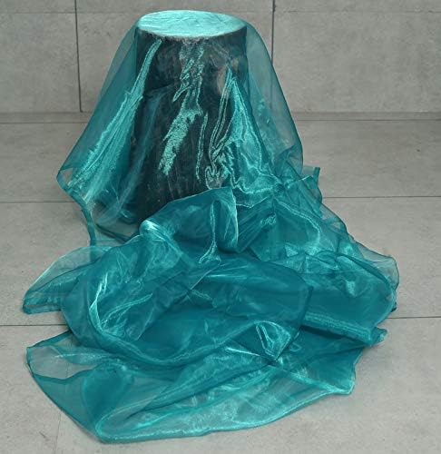 VDS Light Teal Organza Fabric, 40 Yards Continuous, 45” Wide, Wedding Party Decoration Iridescent Crystal Sheer Shiny Organza Tulle Bridal Dress DIY Crafts Costume Sewing Backdrop Arch Cloth