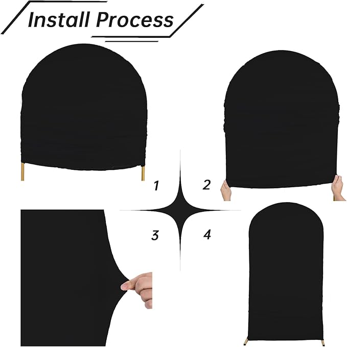 bricia Wedding Arch Backdrop Stand Cover, 5FT Double Sided Stretchy Arch Cover Fitted Wedding Birthday Party Banquet Decoration (Black 60''Lx25.2''W)
