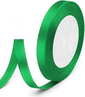 3/8" x 25 Yards Satin Ribbon, Green Silk Ribbon Ideal for Gift Wrapping, Floral Bouquets, Crafts, Wedding Party Decorations, Christmas and Sewing Projects
