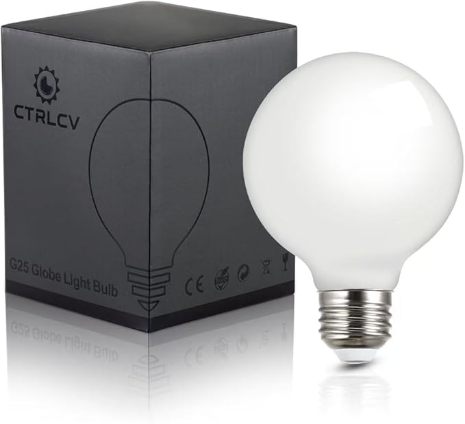 CtrlCV LED Globe Light Bulbs,60 Watt Equivalent Led Bulbs, 2700K Soft Light G80(G25) Light Bulb, 600 Lumens, E26 Standard Base, Non-Dimmable, 60w Warm White Led Bulbs for Bedroom Home Office,1 Pack