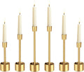 YUMORE 6 Packs Small Taper Candle Holders Candlestick Holder Stable Base Stand Holders for Dining Table Wedding Centerpiece (Gold)