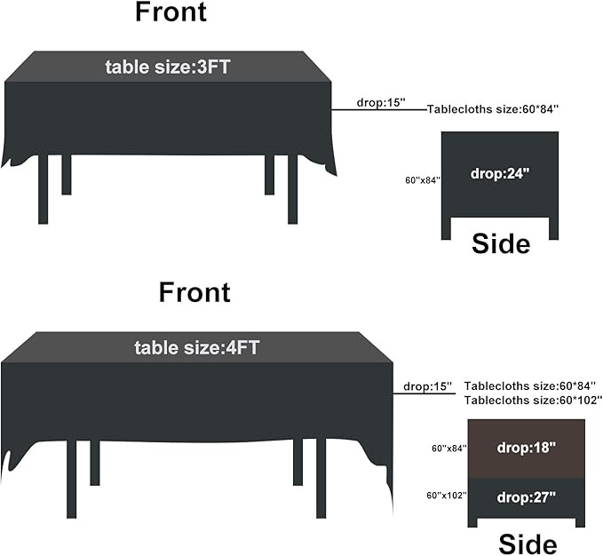 Rectangle Tablecloth 60x84 inch Washable Polyester Fabric Table Cloth for Wedding Party Dining Banquet Decoration（60x84, White）