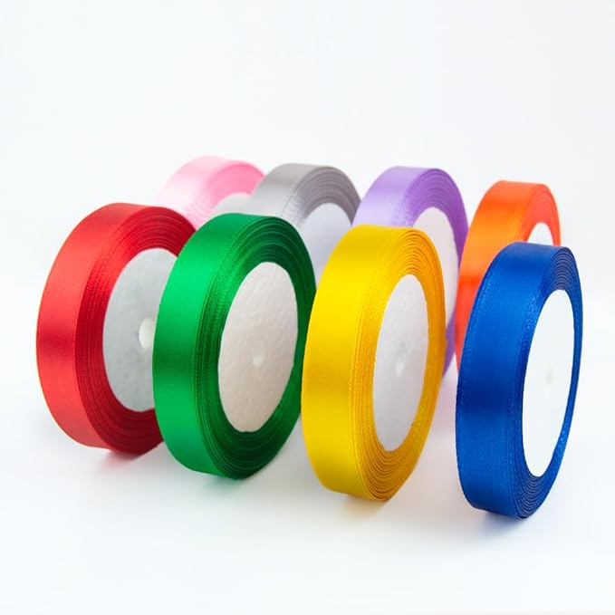 KMER LIFE 1 Inches x 25 Yards Solid White Satin Ribbon, Perfect for Crafts, Wedding Decor, DIY Hair Accessories, Sewing, Gift Package Wrapping and More