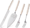 Wedding Cake Knife and Server Set, Ceramic Pearl Handle Cake Cutting Set for Wedding Gifts Bridal Shower Gifts Engagement Gifts for Couples