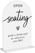 Acrylic Wedding Sign Wedding Signs for Ceremony Open Seating Sign for Wedding Modern Calligraphy Arch Acrylic Table Top Sign for Wedding Reception and Event Party Table(white）