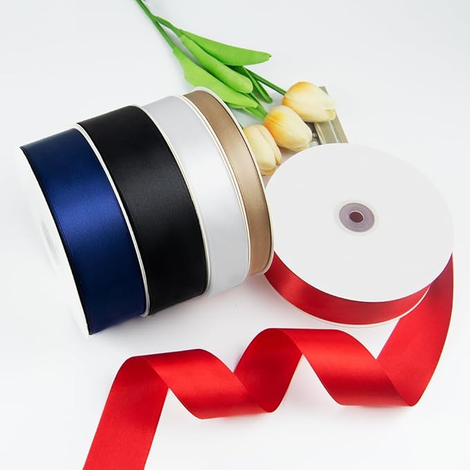 3/8" x 100 Yards Satin Ribbon - White Silk Ribbon with Spool - Ideal for Gift Wrapping, Floral Bouquets, Crafts, Wedding Party Decorations, Christmas and Sewing Projects