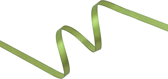 Olive Green Satin Ribbon 1/4 inch X Continuous 100 Yards, Single Face Polyester Ribbon Perfect for Gift Wrapping, Flower Bouquet, Wedding Decor, Crafts, Bow Making, Sewing and More