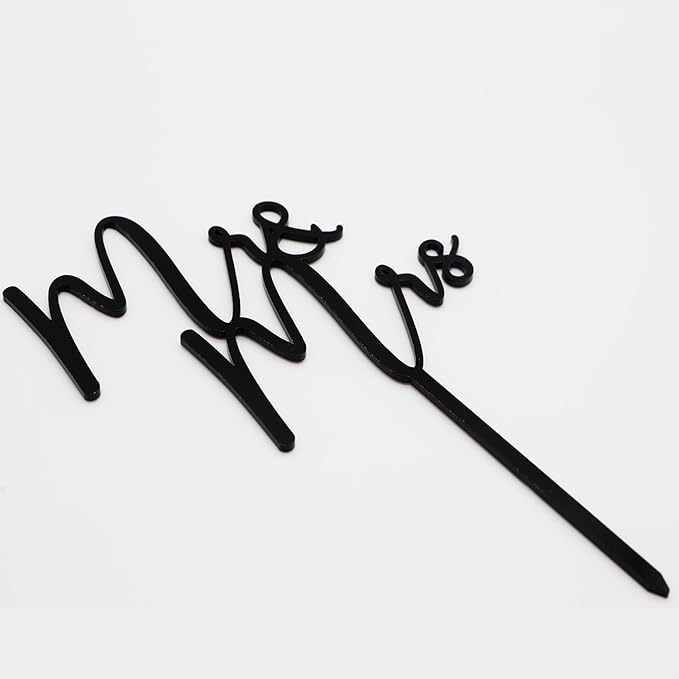 Mr & Mrs Black Acrylic Cake Topper, Bride and Groom Cake Topper Wedding Decoration(Design 02)