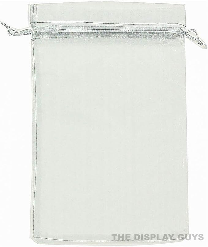 TheDisplayGuys 100-Pack 4x6 Silver Sheer Organza Gift Bags with Drawstring, Jewelry Candy Treat Wedding Party Favors Mesh Pouch