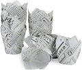 200pcs Tulip Cupcake Liners, Standard Greaseproof Paper Baking Cups Muffin Liners Holders Perfect for Bridal Showers, Baby Showers, Birthday Parties, Banquets, and Catering Events (newspaper)