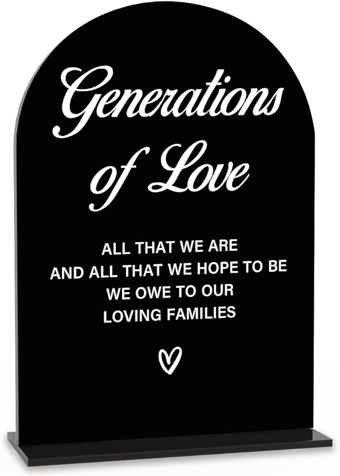 Acrylic Wedding Sign Generations of Love Sign for Wedding Wedding Signs for Ceremony Modern Calligraphy Arch Acrylic Table Top Sign for Wedding Reception and Event Party Table(black）