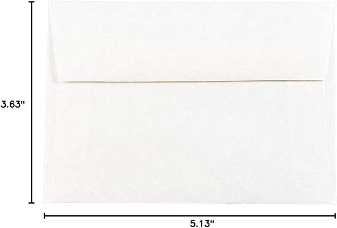 JAM PAPER 4Bar A1 Parchment Invitation Envelopes - 3 5/8 x 5 1/8 - White Recycled - 50/Pack