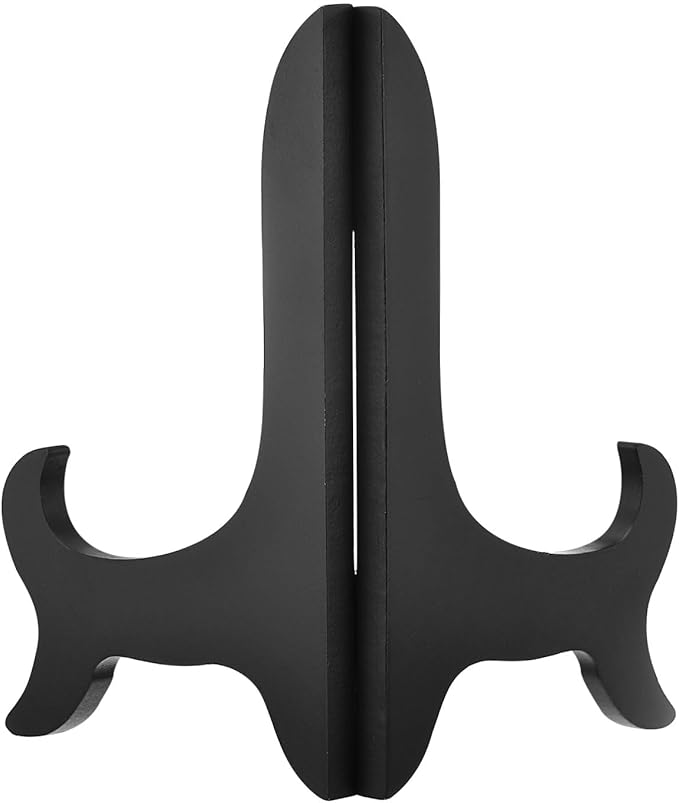 uxcell 9" Easel Plate Holder, Wooden Folding Display Stand Black for Decorative Picture Frame
