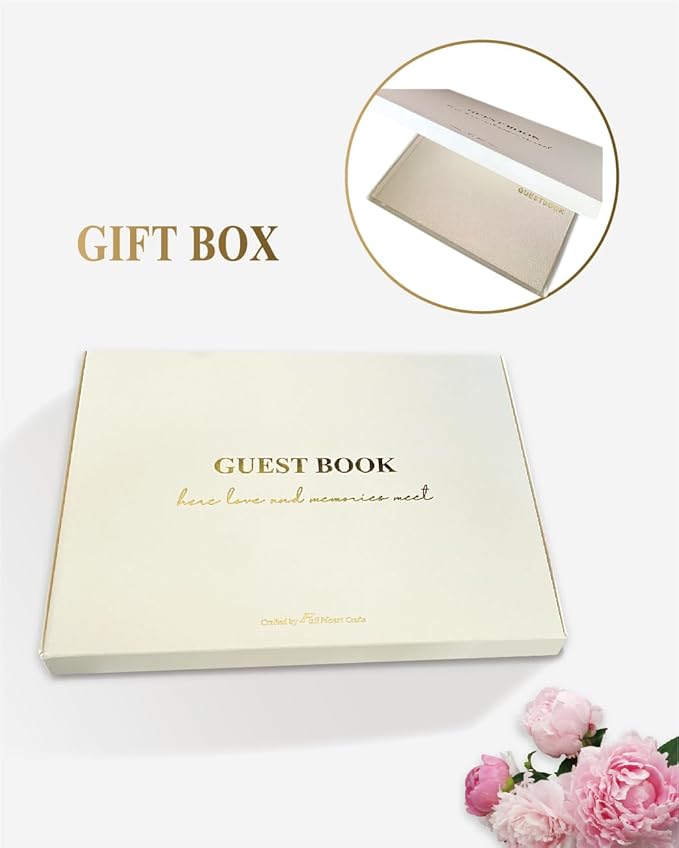 Elegant Linen Wedding Guset Book - Polaroid Guest Book for Wedding Reception,Baby Shower,Bridal Shower and Special Events - 100 Blank Pages for Sign in and Photos (A-Beige)