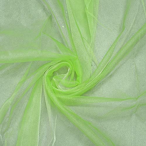 VDS Apple Green Organza Fabric, 45 Yards Continuous, 45” Wide, Wedding Party Decoration Iridescent Crystal Sheer Shiny Organza Tulle Bridal Dress DIY Crafts Costume Sewing Backdrop Arch Cloth