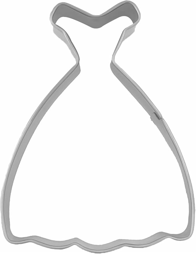 Large Size Dress Shaped Cookie Cutter, Stainless Steel Off-the-shoulder Wedding Princess Dress Cookie Cutter, 4.3 Inches