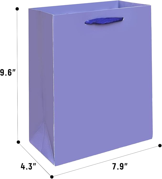 Gcardist Violet Gift Bags with Tissue Paper for Wedding, Birthday, Party Supplies-7.9"x4.3"x9.6" Medium Size Cardboard Gift Bags（5pcs Bags +10pcs Tissue Paper ）