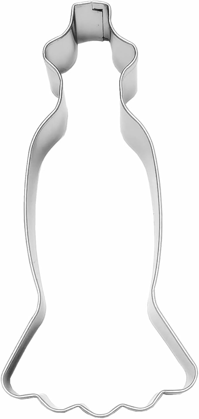 Large Size Dress Shaped Cookie Cutter, Stainless Steel Strapless Mermaid Fishtail Princess Wedding Dress Cookie Cutter, 4.7 Inches