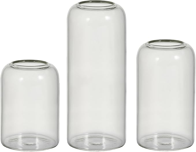 Glass Bud Vases Set of 3 Clear Flower Vase for Centerpieces Shelf, 3.9'' 4.9'' 6.7'' Modern Small Vases for Living Room Bedroom Office Home, Decor for Wedding House Warming Party