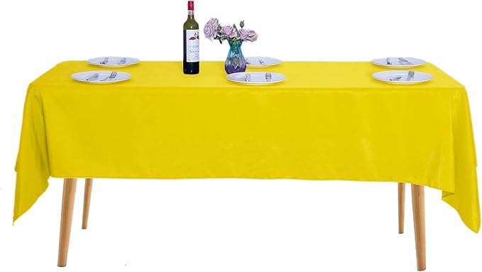 Ascoza 2pack 60x120 Inch Yellow Rectangular Tablecloth 6 Feet Table Cloth in Polyester Fabric for Wedding/Banquet/Restaurant/Parties