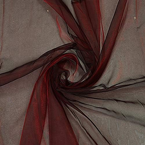 VDS Burgundy Organza Fabric, 20 Yards Continuous, 45” Wide, Wedding Party Decoration Iridescent Crystal Sheer Shiny Organza Tulle Bridal Dress DIY Crafts Costume Sewing Backdrop Arch Cloth