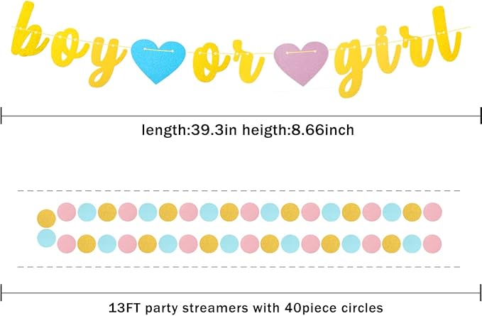 Gender Reveal Decorations Blue Pink - 23pcs Tissue Paper Flowers Pom Poms Boy Or Girl Banner Tassel Garland Streamers Baby Party Supplies Gender Reveal Theme Gold Hanging Decor Ideas