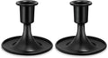 Candlestick Holders 2 PCS Short Metal Taper Candle Holders, KSWING Black Candle Stick Holders Set, Perfect for Table Centerpiece Mantel Party Wedding Christmas Home Decor, Set of 2