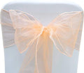 Organza Chair Bow Sash Décor Bows Sashes for Wedding Reception Events Banquets Decoration - (Pack of 25, Peach)