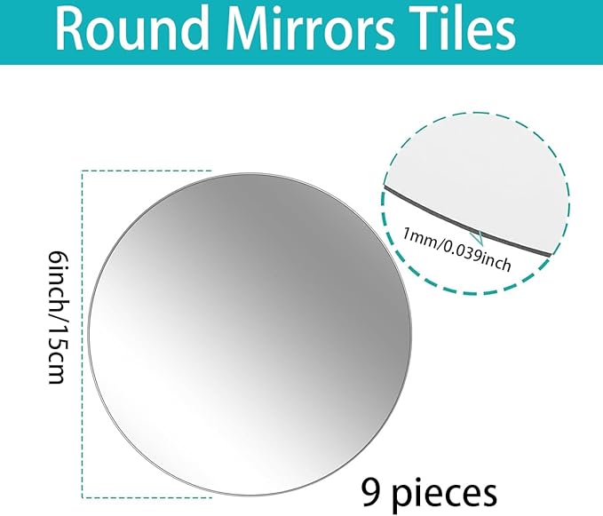 9PCS Small Round Mirror Centerpieces for Tables, 6inch Acrylic Circle Mirror Centerpieces for Table Candle Plate Circle Mirror Trays for Wedding Centerpieces Party Decorations