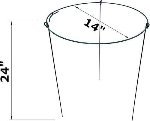 14" Wide x 24" High Peony Cage Rings Garden Plant Support Brace, Pack of 10 Round Metal Plant Stakes Rings, Strong Large Garden Supports for Flowers, Peonies, Rose, Lily