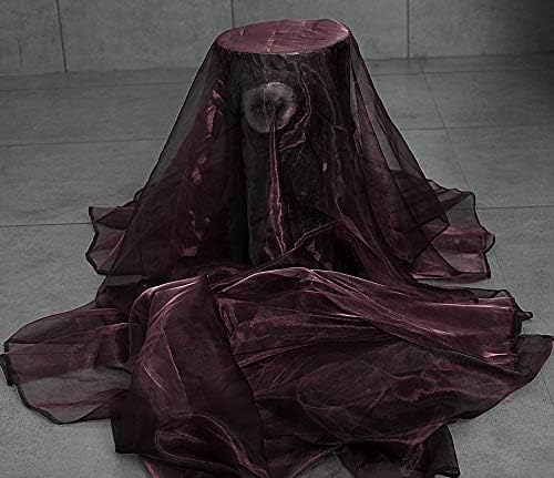 VDS Plum Organza Fabric, 25 Yards Continuous, 45” Wide, Wedding Party Decoration Iridescent Crystal Sheer Shiny Organza Tulle Bridal Dress DIY Crafts Costume Sewing Backdrop Arch Cloth
