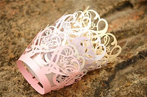Joinwin Newly Design 48pcs Pink Laser Cut Cupcake Wrappers Wraps Wedding Supplies Accessories Laser Cut Cupcake Wrappers Christmas
