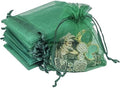 TheDisplayGuys 48-Pack 2" x 2-3/4" Dark Green Sheer Organza Gift Bags with Drawstring, Jewelry Candy Treat Wedding Party Favors Mesh Pouch