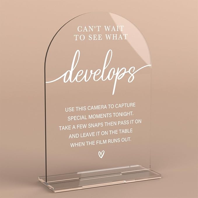 Acrylic Wedding Sign Can't Wait to See What Develops Sign for Wedding Wedding Signs for Ceremony Modern Calligraphy Arch Acrylic Table Top Sign for Wedding Reception and Event Party Table