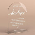 Acrylic Wedding Sign Can't Wait to See What Develops Sign for Wedding Wedding Signs for Ceremony Modern Calligraphy Arch Acrylic Table Top Sign for Wedding Reception and Event Party Table