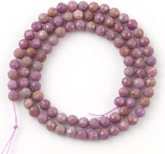Song Xi 180pcs 2mm Natural Purple Mica Gemstone Beads Faceted Round Loose Stone Beads for Jewelry Making