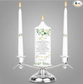 3 Unity Floral Candles for Wedding Ceremony Set with Silver Holder, Wedding Accessories for Reception