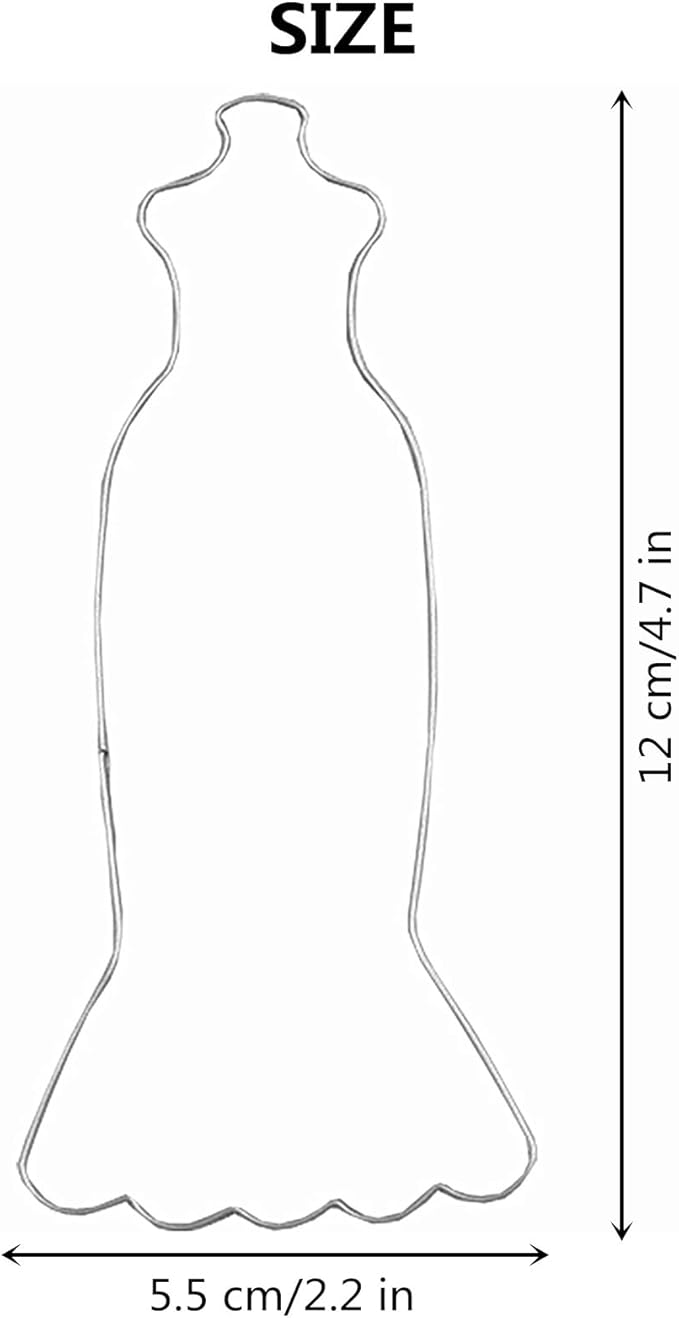 Large Size Dress Shaped Cookie Cutter, Stainless Steel Strapless Mermaid Fishtail Princess Wedding Dress Cookie Cutter, 4.7 Inches