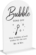 Acrylic Wedding Sign Wedding Signs for Ceremony Bubble Send Off Sign for Wedding Modern Calligraphy Arch Acrylic Table Top Sign for Wedding Reception and Event Party Table(white）