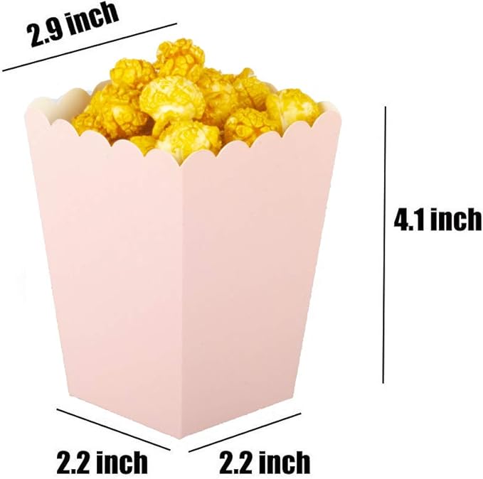 Pink Popcorn Boxes Mini Pack of 24, Paper Popcorn Container for Birthday Party, Graduation, Wedding, Carnival, Movie Night