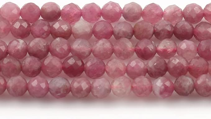 Song Xi 180pcs 2mm Natural Pink Tourmaline Gemstone Beads Faceted Round Loose Stone Beads for Jewelry Making