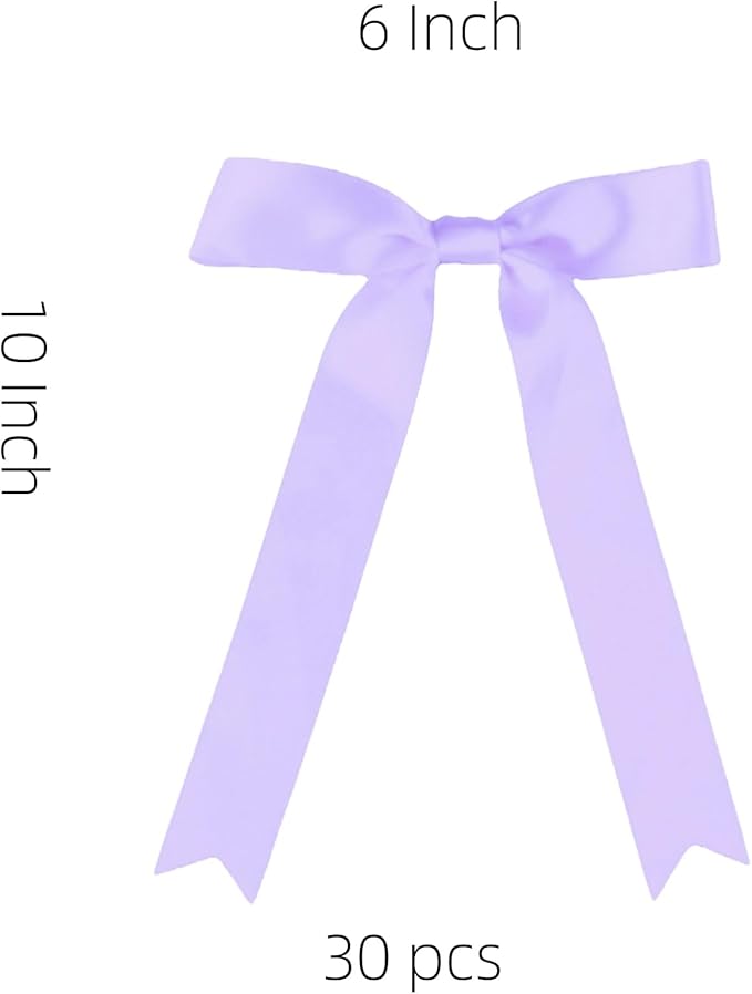 30 Pcs Lavenda Purple Satin Bows 6 X 10 Inch Premade Bows with Twist Tie for Wedding Florist Decor, Cake Pops,Christmas Tree & Gift Wrapping(Lavenda Purple)