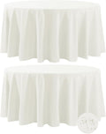 Fokitut 2 Pack Waterproof Round Tablecloth, 132 Inch, Stain Resistant and Wrinkle Polyester Table Cloth, Fabric Table Cover for Kitchen Dining, Wedding, Party, Holiday Dinner-Ivory